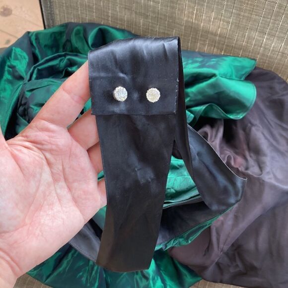 Gunne Sax By Jessica McClintock 80’s-90’s Halter Taffeta Green Bow Dress - Picture 7 of 16